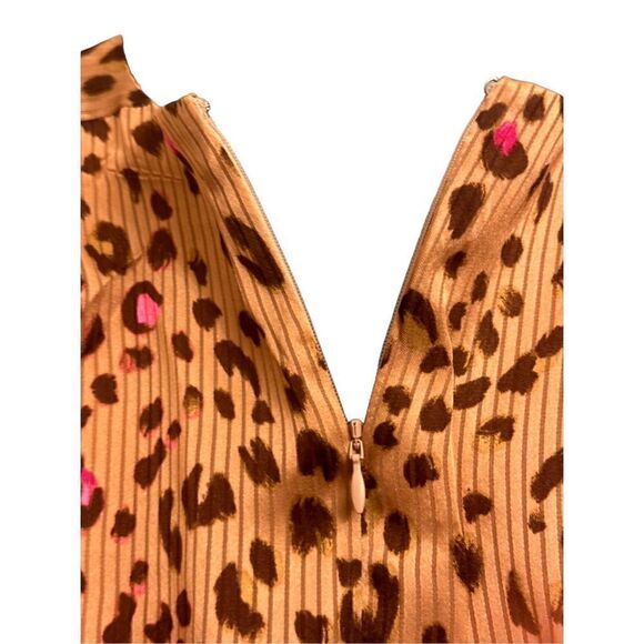 Express Small Leopard Print Draped Satin Mini Sheath Dress - Leopard print w/pin - Picture 13 of 16